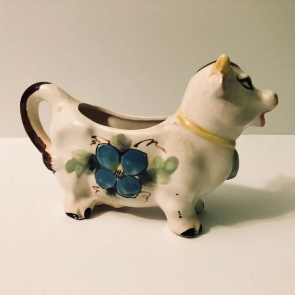 Vintage Ceramic Cow Creamer made  in Japan 5 Inch Tall Floral - Picture 6 of 14
